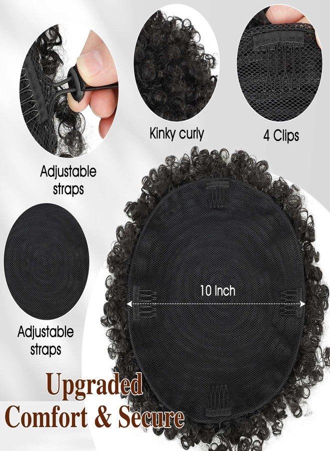 هانيوداي وصلات شعر أفرو قصيرة مجعدة من هانيودي، برباط سحب، للنساء ذوات البشرة السمراء (بني وأسود) - Image 5